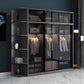 Black Wardrobe for Home Modern Style Cabinet with Glass Doors Clearhalo 'Armoires & Wardrobes' 'armoires_wardrobes' 'Bedroom Furniture' 'furn' 'furn_armoires_wardrobes' 'Furniture' 6322414