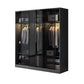 Black Wardrobe for Home Modern Style Cabinet with Glass Doors 71"L x 24"W x 79"H Armoires & Wardrobes Clearhalo 'Armoires & Wardrobes' 'armoires_wardrobes' 'Bedroom Furniture' 'furn' 'furn_armoires_wardrobes' 'Furniture' 6322415