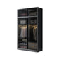Black Wardrobe for Home Modern Style Cabinet with Glass Doors 47"L x 24"W x 79"H Armories & Top Cabinet Clearhalo 'Armoires & Wardrobes' 'armoires_wardrobes' 'Bedroom Furniture' 'furn' 'furn_armoires_wardrobes' 'Furniture' 6322416