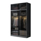 Black Wardrobe for Home Modern Style Cabinet with Glass Doors Clearhalo 'Armoires & Wardrobes' 'armoires_wardrobes' 'Bedroom Furniture' 'furn' 'furn_armoires_wardrobes' 'Furniture' 6322417