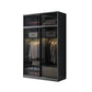 Black Wardrobe for Home Modern Style Cabinet with Glass Doors 55"L x 24"W x 79"H Armories & Top Cabinet Clearhalo 'Armoires & Wardrobes' 'armoires_wardrobes' 'Bedroom Furniture' 'furn' 'furn_armoires_wardrobes' 'Furniture' 6322418