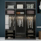 Black Wardrobe for Home Modern Style Cabinet with Glass Doors Clearhalo 'Armoires & Wardrobes' 'armoires_wardrobes' 'Bedroom Furniture' 'furn' 'furn_armoires_wardrobes' 'Furniture' 6322423