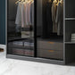 Black Wardrobe for Home Modern Style Cabinet with Glass Doors Clearhalo 'Armoires & Wardrobes' 'armoires_wardrobes' 'Bedroom Furniture' 'furn' 'furn_armoires_wardrobes' 'Furniture' 6322425