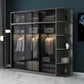 Black Wardrobe for Home Modern Style Cabinet with Glass Doors Clearhalo 'Armoires & Wardrobes' 'armoires_wardrobes' 'Bedroom Furniture' 'furn' 'furn_armoires_wardrobes' 'Furniture' 6322427