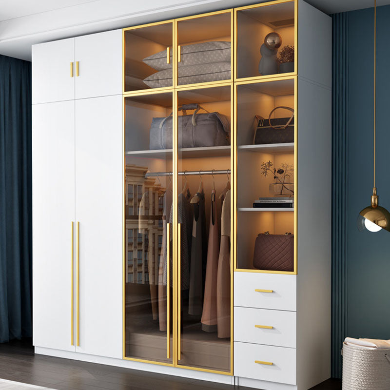 Gabinete de almacenamiento de dormitorio con puertas de vidrio marrón gabinete de puerta con bisagras contemporáneas