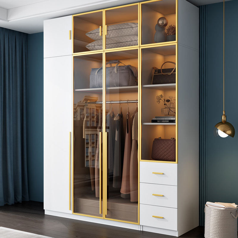 Gabinete de almacenamiento de dormitorio con puertas de vidrio marrón gabinete de puerta con bisagras contemporáneas