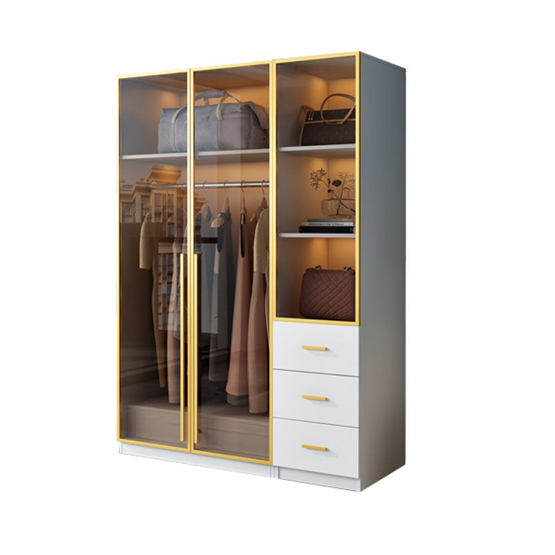 Gabinete de almacenamiento de dormitorio con puertas de vidrio marrón gabinete de puerta con bisagras contemporáneas