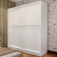 Modern Storage Cabinet with Sliding Doors Manufactured Wood White Cabinet for Bedroom