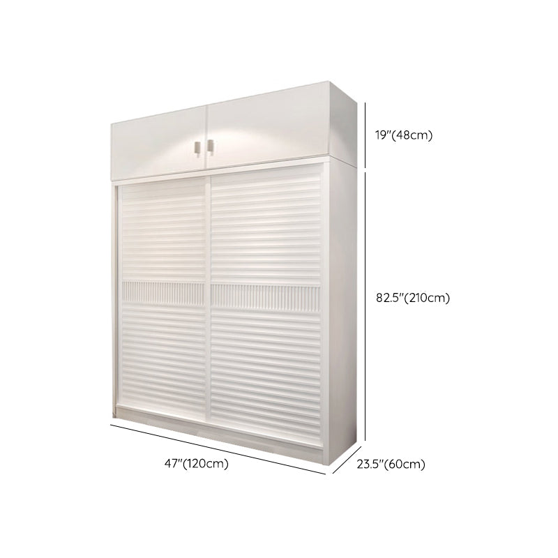 Modern Storage Cabinet with Sliding Doors Manufactured Wood White Cabinet for Bedroom