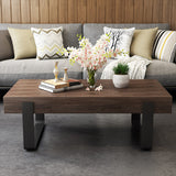 Massives Holzschlittenkaffee Cocktailtisch in Braun von 17,7 "hoch