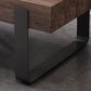Solid Wood Sled Coffee Cocktail Table in Brown of 17.7" High