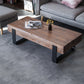 Solid Wood Sled Coffee Cocktail Table in Brown of 17.7" High