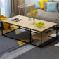 Contemporary Rectangle Wooden Coffee Table with 1 Shelf and Steel Frame Base 55"L x 24"W x 18"H Natural Clearhalo 'Coffee & Accent Tables' 'Coffee Tables' 'coffee_tables' 'furn' 'furn_coffee_tables' 'Furniture' 'Living Room Furniture' 6322529