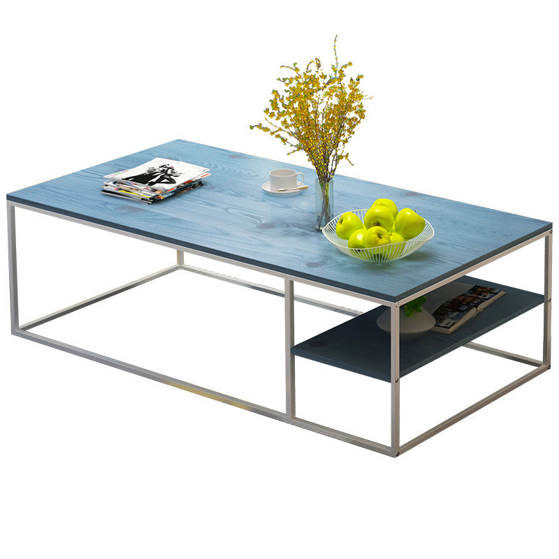Contemporary Rectangle Wooden Coffee Table with 1 Shelf and Steel Frame Base Clearhalo 'Coffee & Accent Tables' 'Coffee Tables' 'coffee_tables' 'furn' 'furn_coffee_tables' 'Furniture' 'Living Room Furniture' 6322532