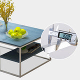 Mesa de café de madera rectangular contemporánea con 1 base de estante y acero.