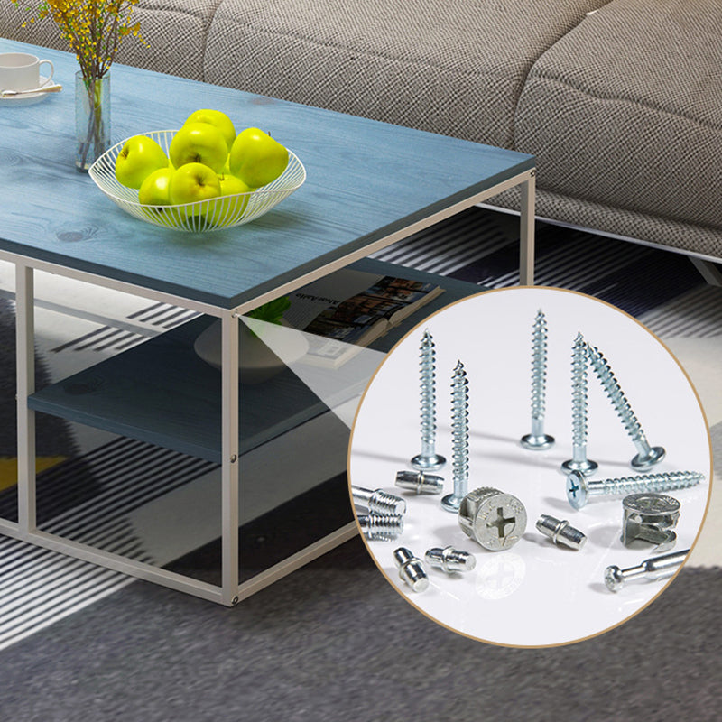 Contemporary Rectangle Wooden Coffee Table with 1 Shelf and Steel Frame Base Clearhalo 'Coffee & Accent Tables' 'Coffee Tables' 'coffee_tables' 'furn' 'furn_coffee_tables' 'Furniture' 'Living Room Furniture' 6322536