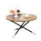 Cross Legs Round Glass Coffee Cocktail Table with Rattan Accent Clearhalo 'Coffee & Accent Tables' 'Coffee Tables' 'coffee_tables' 'furn' 'furn_coffee_tables' 'Furniture' 'Living Room Furniture' 6322547
