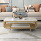 Glam Slate Coffee Table Rectangle Coffee or End Table with Shelf Gold White Gold Clearhalo 'Coffee & Accent Tables' 'Coffee Tables' 'coffee_tables' 'furn' 'furn_coffee_tables' 'Furniture' 'Living Room Furniture' 6322559