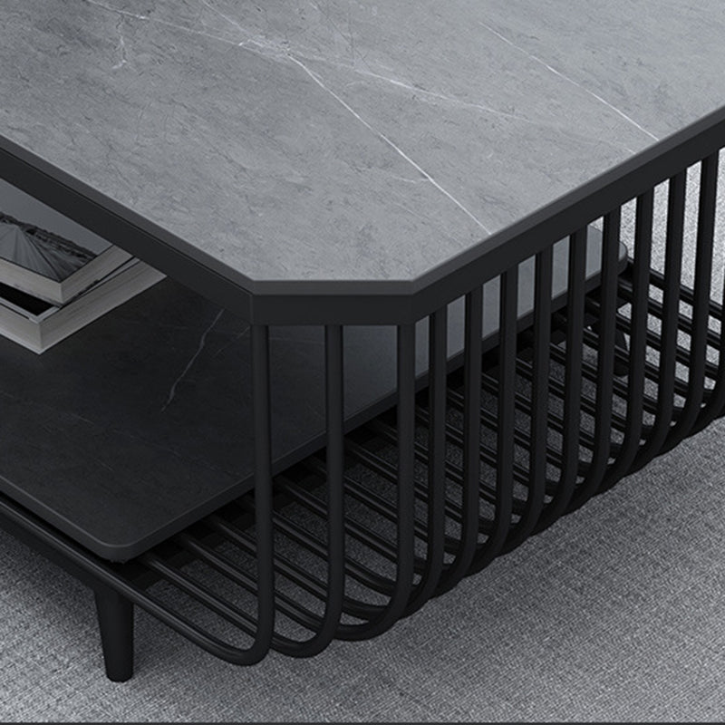 Glam Slate Coffee Table Rectangle Coffee or End Table with Shelf Clearhalo 'Coffee & Accent Tables' 'Coffee Tables' 'coffee_tables' 'furn' 'furn_coffee_tables' 'Furniture' 'Living Room Furniture' 6322561