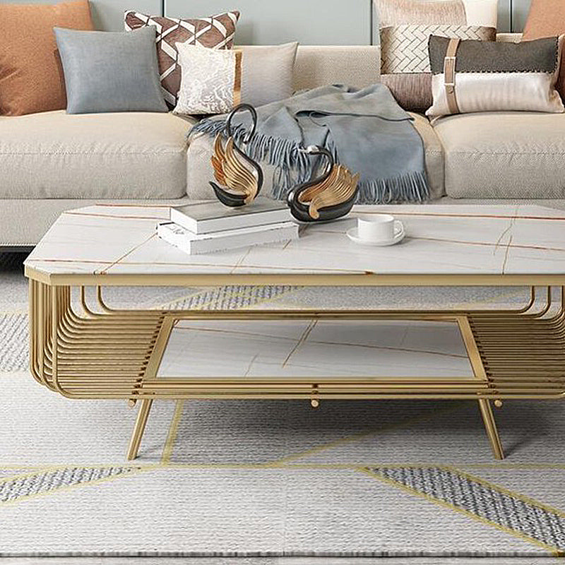 Glam Slate Coffee Table Rectangle Coffee or End Table with Shelf Clearhalo 'Coffee & Accent Tables' 'Coffee Tables' 'coffee_tables' 'furn' 'furn_coffee_tables' 'Furniture' 'Living Room Furniture' 6322562