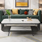 Glam Slate Coffee Table Rectangle Coffee or End Table with Shelf Black White Clearhalo 'Coffee & Accent Tables' 'Coffee Tables' 'coffee_tables' 'furn' 'furn_coffee_tables' 'Furniture' 'Living Room Furniture' 6322566