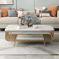 Glam Slate Coffee Table Rectangle Coffee or End Table with Shelf Gold White Clearhalo 'Coffee & Accent Tables' 'Coffee Tables' 'coffee_tables' 'furn' 'furn_coffee_tables' 'Furniture' 'Living Room Furniture' 6322567