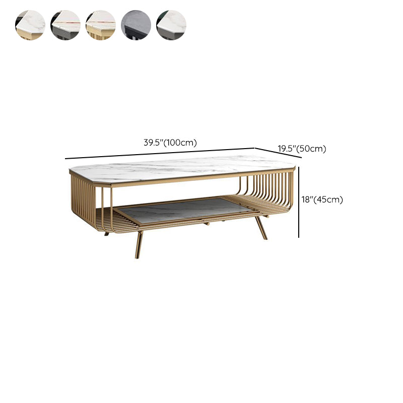 Glam Slate Coffee Table Rectangle Coffee or End Table with Shelf Clearhalo 'Coffee & Accent Tables' 'Coffee Tables' 'coffee_tables' 'furn' 'furn_coffee_tables' 'Furniture' 'Living Room Furniture' 6322569