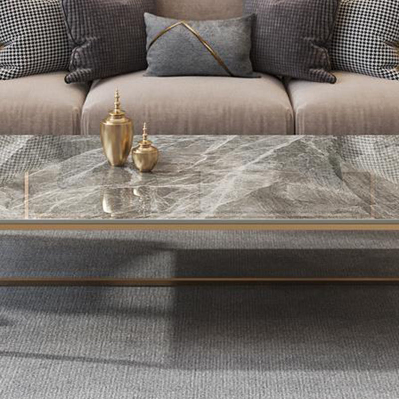 Glam Slate Coffee Table Rectangle Gold Frame Coffee or End Table Clearhalo 'Coffee & Accent Tables' 'Coffee Tables' 'coffee_tables' 'furn' 'furn_coffee_tables' 'Furniture' 'Living Room Furniture' 6322575