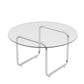 Round Glass Top Coffee Table Stainless Steel Sled Base Cocktail Table Clearhalo 'Coffee & Accent Tables' 'Coffee Tables' 'coffee_tables' 'furn' 'furn_coffee_tables' 'Furniture' 'Living Room Furniture' 6322588