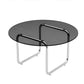 Round Glass Top Coffee Table Stainless Steel Sled Base Cocktail Table Gray Clearhalo 'Coffee & Accent Tables' 'Coffee Tables' 'coffee_tables' 'furn' 'furn_coffee_tables' 'Furniture' 'Living Room Furniture' 6322592
