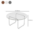 Round Glass Top Coffee Table Stainless Steel Sled Base Cocktail Table Clearhalo 'Coffee & Accent Tables' 'Coffee Tables' 'coffee_tables' 'furn' 'furn_coffee_tables' 'Furniture' 'Living Room Furniture' 6322596