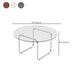 Round Glass Top Coffee Table Stainless Steel Sled Base Cocktail Table Clearhalo 'Coffee & Accent Tables' 'Coffee Tables' 'coffee_tables' 'furn' 'furn_coffee_tables' 'Furniture' 'Living Room Furniture' 6322597