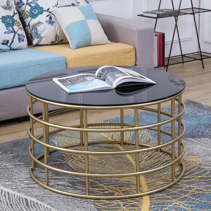 Contemporary Simple Glass Round Coffee Cocktail Table - 17.7" H Clearhalo 'Coffee & Accent Tables' 'Coffee Tables' 'coffee_tables' 'furn' 'furn_coffee_tables' 'Furniture' 'Living Room Furniture' 6322612
