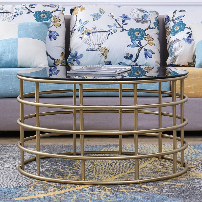 Contemporary Simple Glass Round Coffee Cocktail Table - 17.7" H Clearhalo 'Coffee & Accent Tables' 'Coffee Tables' 'coffee_tables' 'furn' 'furn_coffee_tables' 'Furniture' 'Living Room Furniture' 6322613