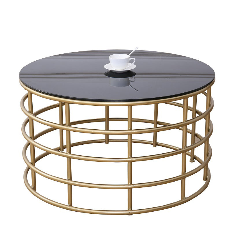 Contemporary Simple Glass Round Coffee Cocktail Table - 17.7" H Clearhalo 'Coffee & Accent Tables' 'Coffee Tables' 'coffee_tables' 'furn' 'furn_coffee_tables' 'Furniture' 'Living Room Furniture' 6322616