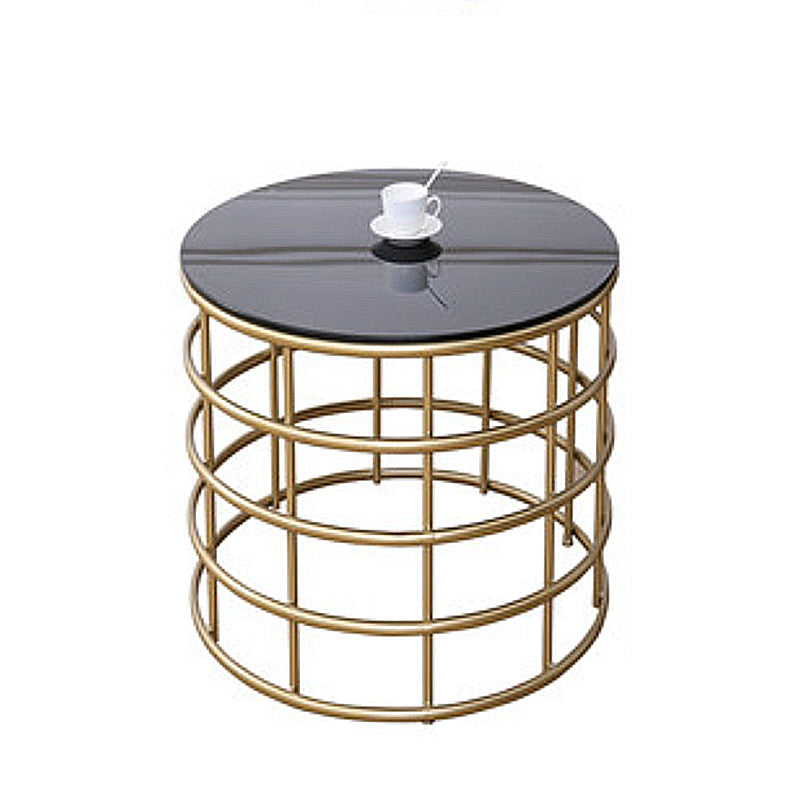 Contemporary Simple Glass Round Coffee Cocktail Table - 17.7" H 19"L x 19"W x 22"H Gold Clearhalo 'Coffee & Accent Tables' 'Coffee Tables' 'coffee_tables' 'furn' 'furn_coffee_tables' 'Furniture' 'Living Room Furniture' 6322621