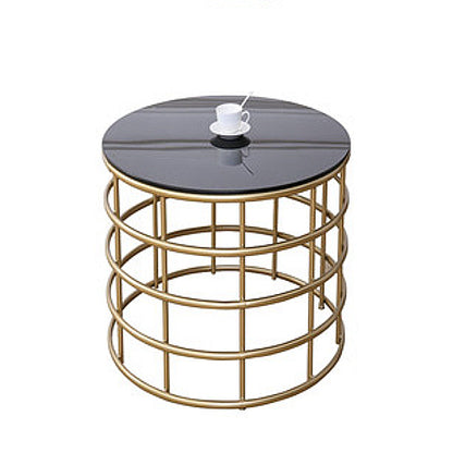 Contemporary Simple Glass Round Coffee Cocktail Table - 17.7" H 19"L x 19"W x 22"H Gold Clearhalo 'Coffee & Accent Tables' 'Coffee Tables' 'coffee_tables' 'furn' 'furn_coffee_tables' 'Furniture' 'Living Room Furniture' 6322621