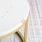 Ensemble de table basse gigogne avec plateau en marbre Glam, plateau rond et base en fer
