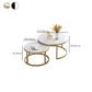 Ensemble de table basse gigogne avec plateau en marbre Glam, plateau rond et base en fer