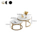 Ensemble de table basse gigogne avec plateau en marbre Glam, plateau rond et base en fer