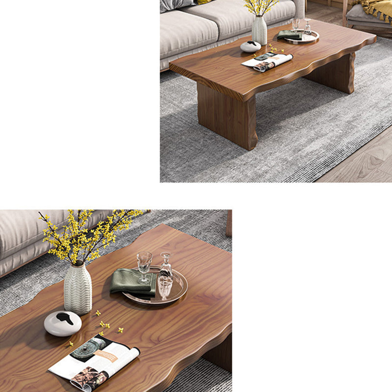 Table basse rectangulaire en bois massif, table basse luge marron foncé