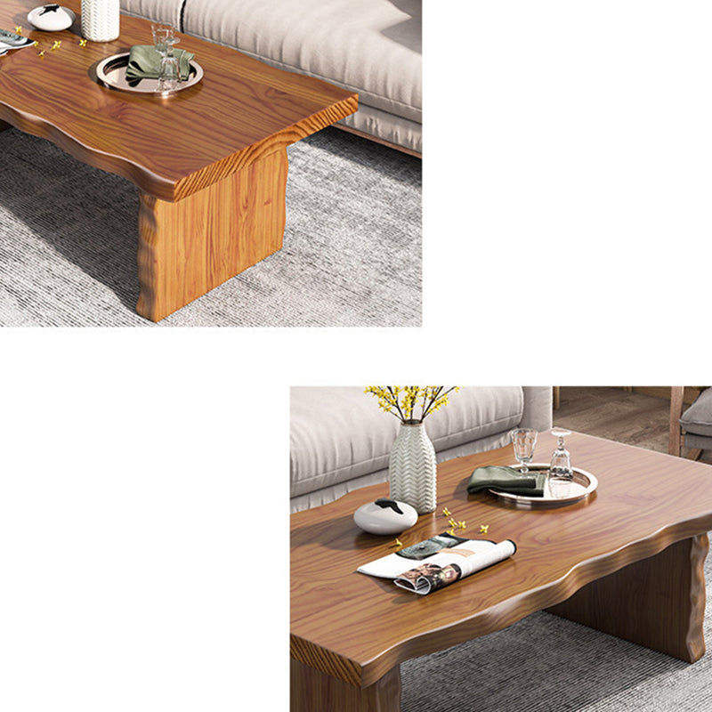 Table basse rectangulaire en bois massif, table basse luge marron foncé