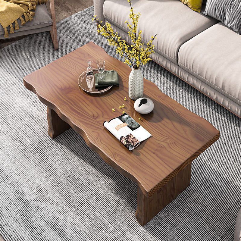Table basse rectangulaire en bois massif, table basse luge marron foncé