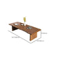 Table basse rectangulaire en bois massif, table basse luge marron foncé