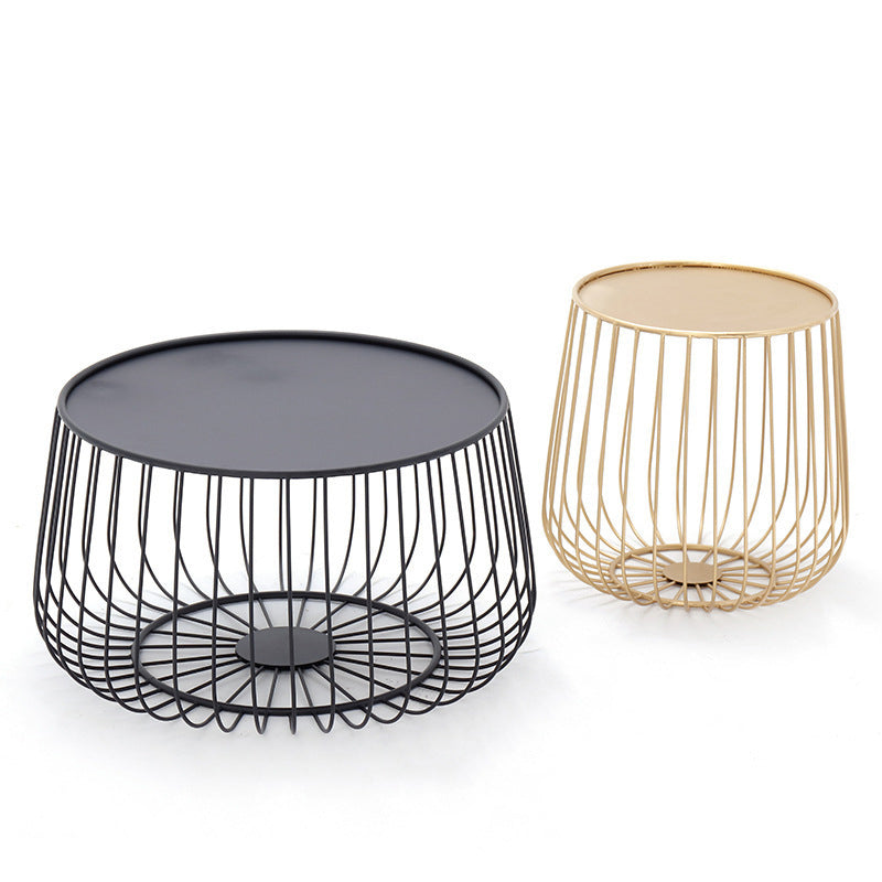Metal Round Frame Coffee Table Set Mid Century Iron Simple Cocktail Table