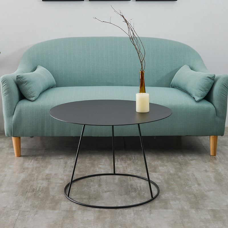 Mid-Century Modern Iron Coffee Table Set Black Finish Round Cocktail Table Clearhalo 'Coffee & Accent Tables' 'Coffee Tables' 'coffee_tables' 'furn' 'furn_coffee_tables' 'Furniture' 'Living Room Furniture' 6322736