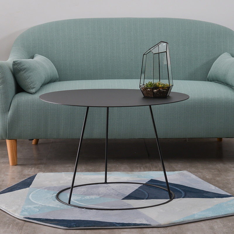 Mid-Century Modern Iron Coffee Table Set Black Finish Round Cocktail Table Clearhalo 'Coffee & Accent Tables' 'Coffee Tables' 'coffee_tables' 'furn' 'furn_coffee_tables' 'Furniture' 'Living Room Furniture' 6322738