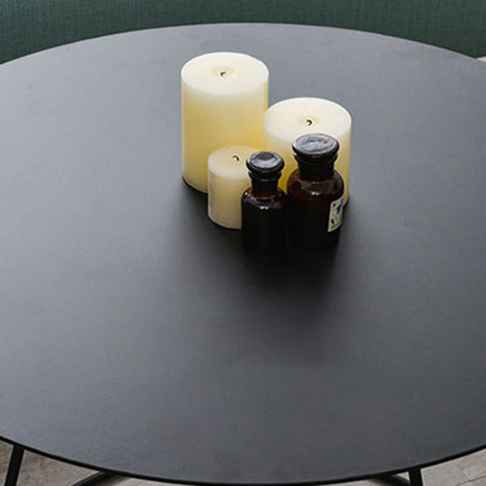 Mid-Century Modern Iron Coffee Table Set Black Finish Round Cocktail Table Clearhalo 'Coffee & Accent Tables' 'Coffee Tables' 'coffee_tables' 'furn' 'furn_coffee_tables' 'Furniture' 'Living Room Furniture' 6322743