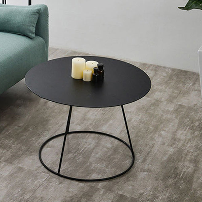 Mid-Century Modern Iron Coffee Table Set Black Finish Round Cocktail Table Clearhalo 'Coffee & Accent Tables' 'Coffee Tables' 'coffee_tables' 'furn' 'furn_coffee_tables' 'Furniture' 'Living Room Furniture' 6322745