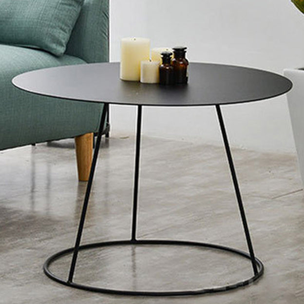 Mid-Century Modern Iron Coffee Table Set Black Finish Round Cocktail Table 31.5"L x 31.5"W x 23.6"H Clearhalo 'Coffee & Accent Tables' 'Coffee Tables' 'coffee_tables' 'furn' 'furn_coffee_tables' 'Furniture' 'Living Room Furniture' 6322746